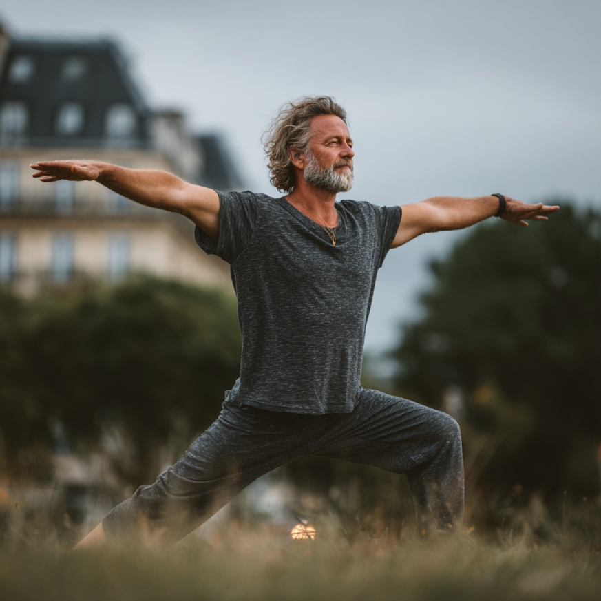 Seniori relaxați după sesiunea de yoga